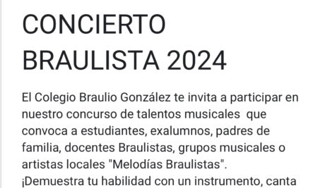 INSCRIPCIÓN CLASIFICACIÓN CONCIERTO BRAULISTA 2024